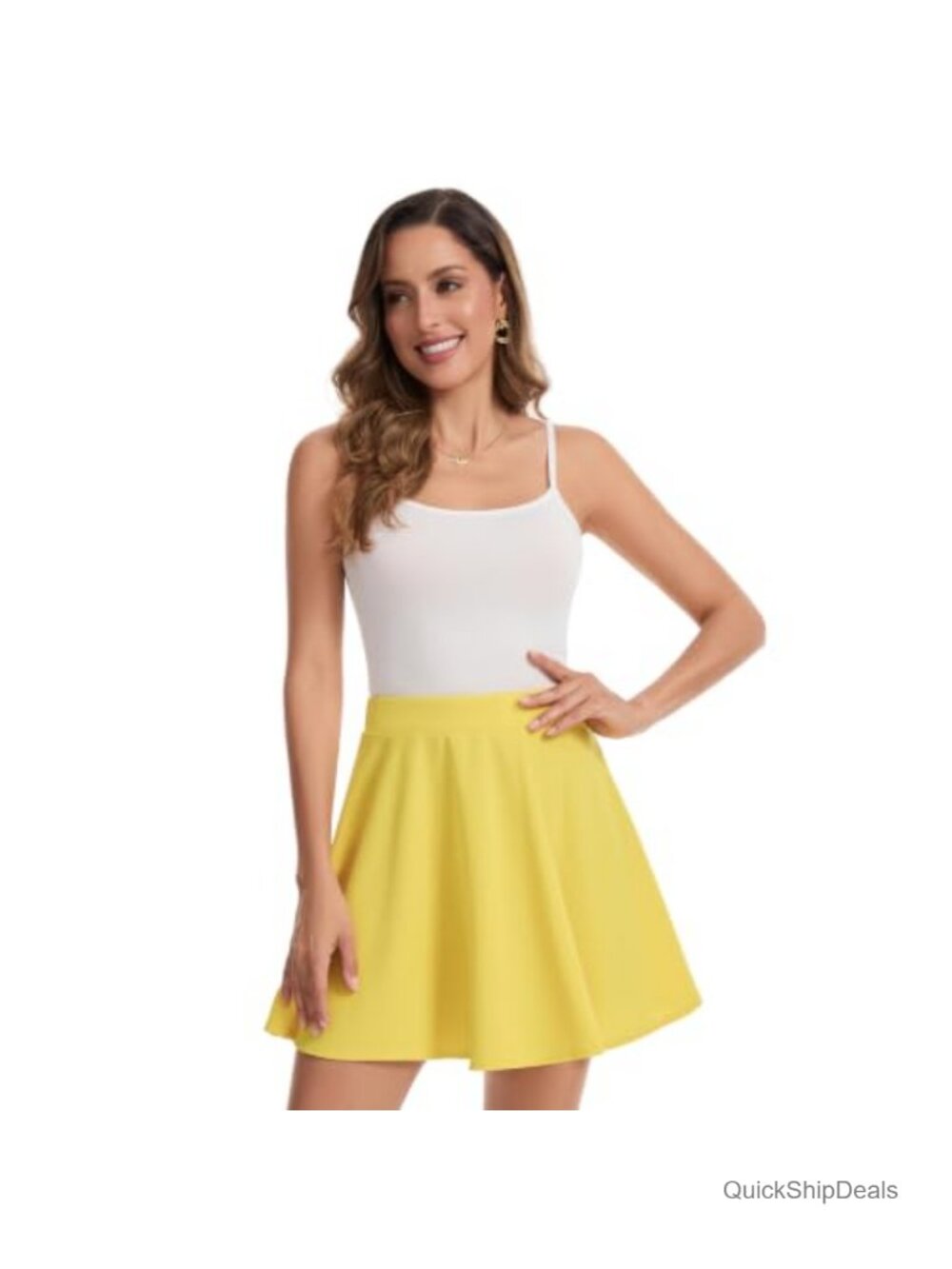 Women's Stretchy Flared A-Line Skater Mini Skirt High Waist